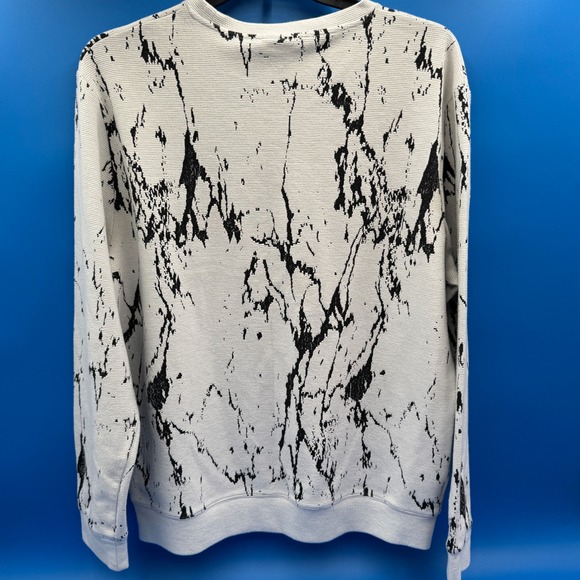 H&M Men Sweater Sweatshirt Crewneck Long Sleeve Graphic Print White Black Size L - Picture 3 of 8